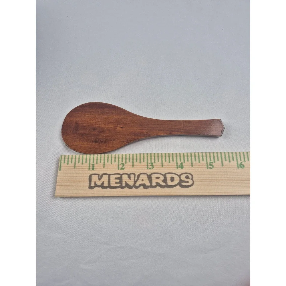 Vintage Made In Japan Hand Carved Wood Salad Serving Bowl Spoon Hammered Set 6